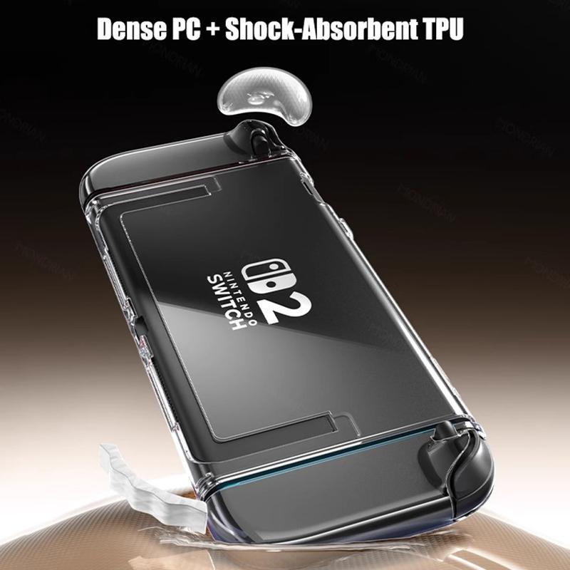 Nintendo Switch 2 Protective Case, Durable Transparent Crystal PC & Soft TPU Handle, Detachable Design & Shockproof, Gaming Accessories, Game Console Accessories