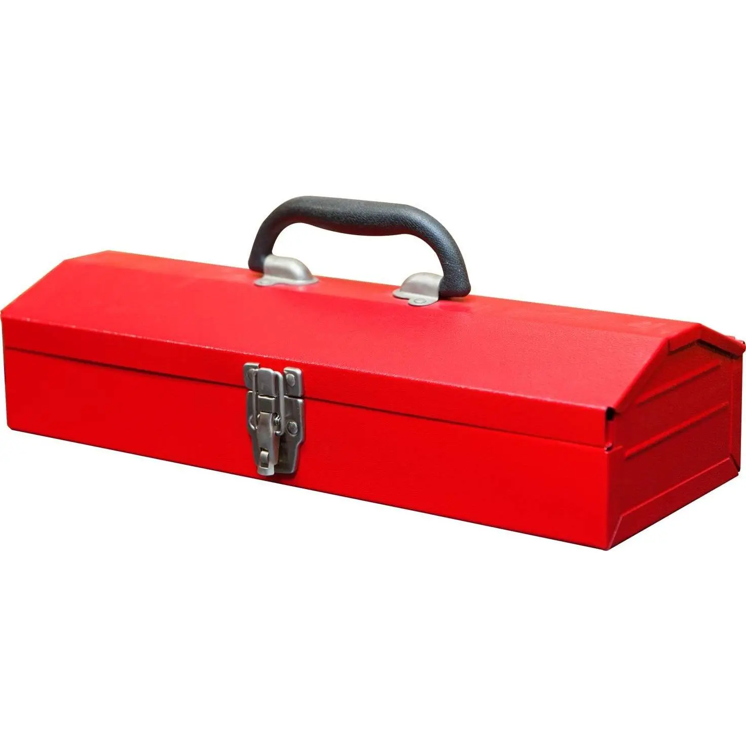 TB102 16" Hip Roof Style Portable Steel Tool Box with Metal Latch Closure, Red