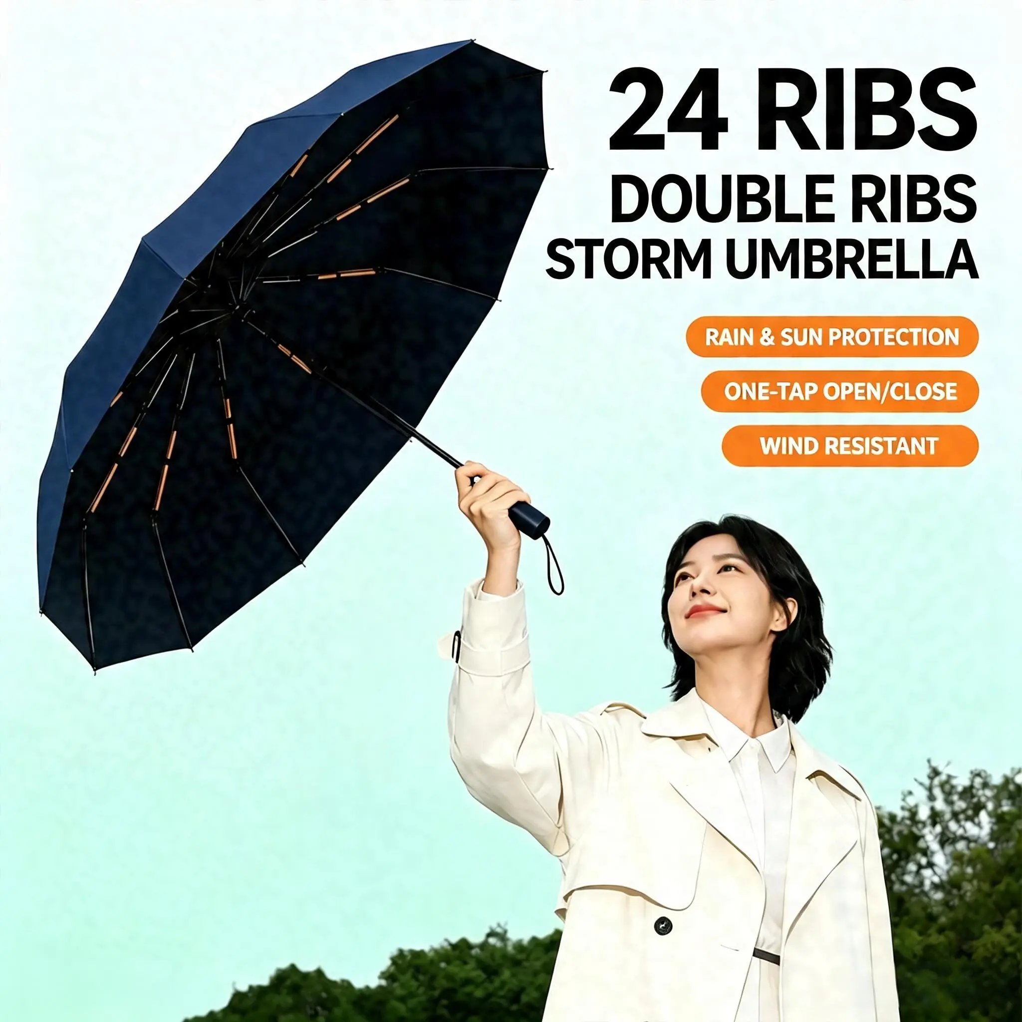 Sunscreen Umbrella, 12 Bone Double Bone, Fully Automatic Folding, Weather Resistant, UV Resistant, Portable Sun Protection, 1pc