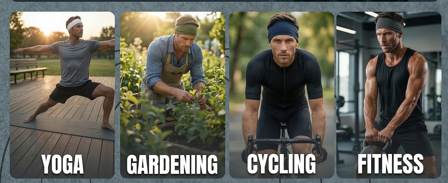 5Pack Stretchy Unisex Sweatband Sports Headband For Running,Cycling,Basketball,Yoga,Fitness Workout