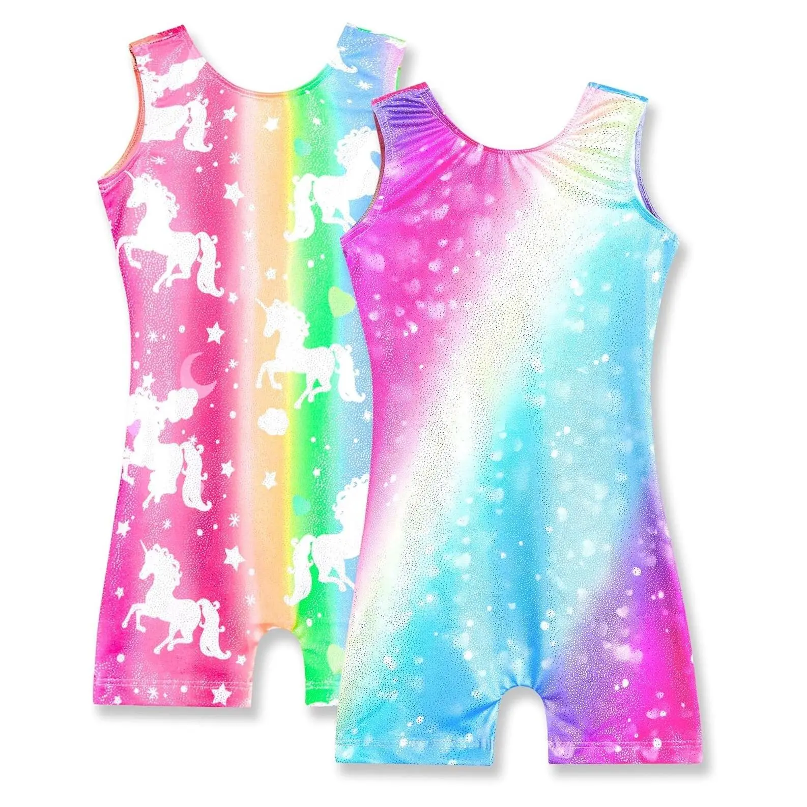 Girls' Sparkly Sleeveless Gymnastics Leotards Biketards, 2 PackGift