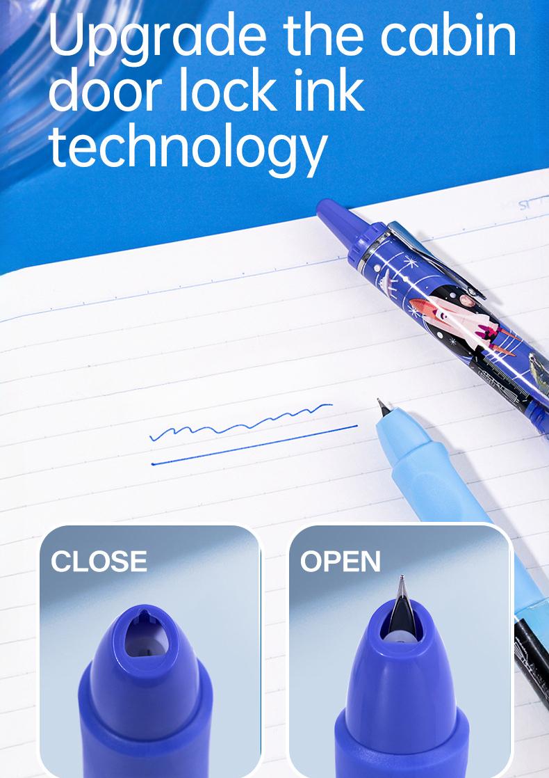 Set 2 simple posture fountain pens with starry sky pattern, blue theme, comes with 4 ink cartridges, replaceable ink cartridges, minimalist style, smooth continuous ink flow, quick drying, DIY study office writing, large capacity fountain pen set