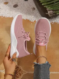 Ultra-Light Breathable Knit Sports Shoes for Women, Anti-Slip Soft Sole Casual Shoes, Daily Commute Lazy Sports Shoes, Round Toe Sneakers