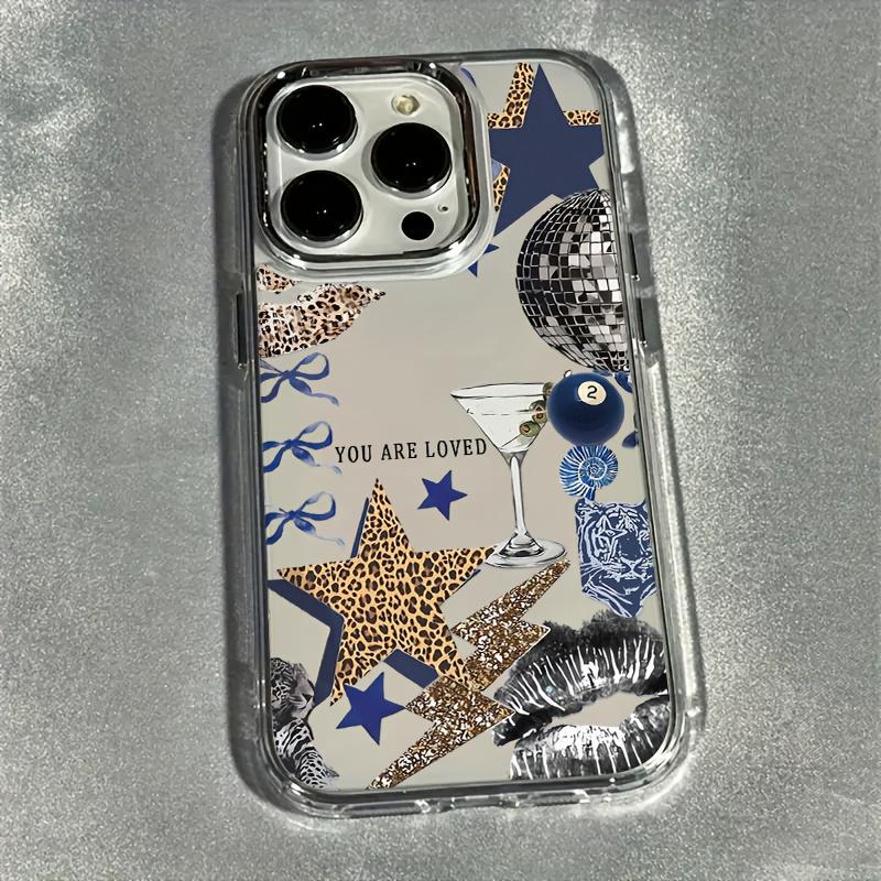 The phone case is suitable for various iPhone models including iPhone 17, iPhone 16, iPhone 15, iPhone 14, iPhone 13, and iPhone 12. The luxurious transparent electroplated lens protection case is the perfect trendy and creative gift for couples