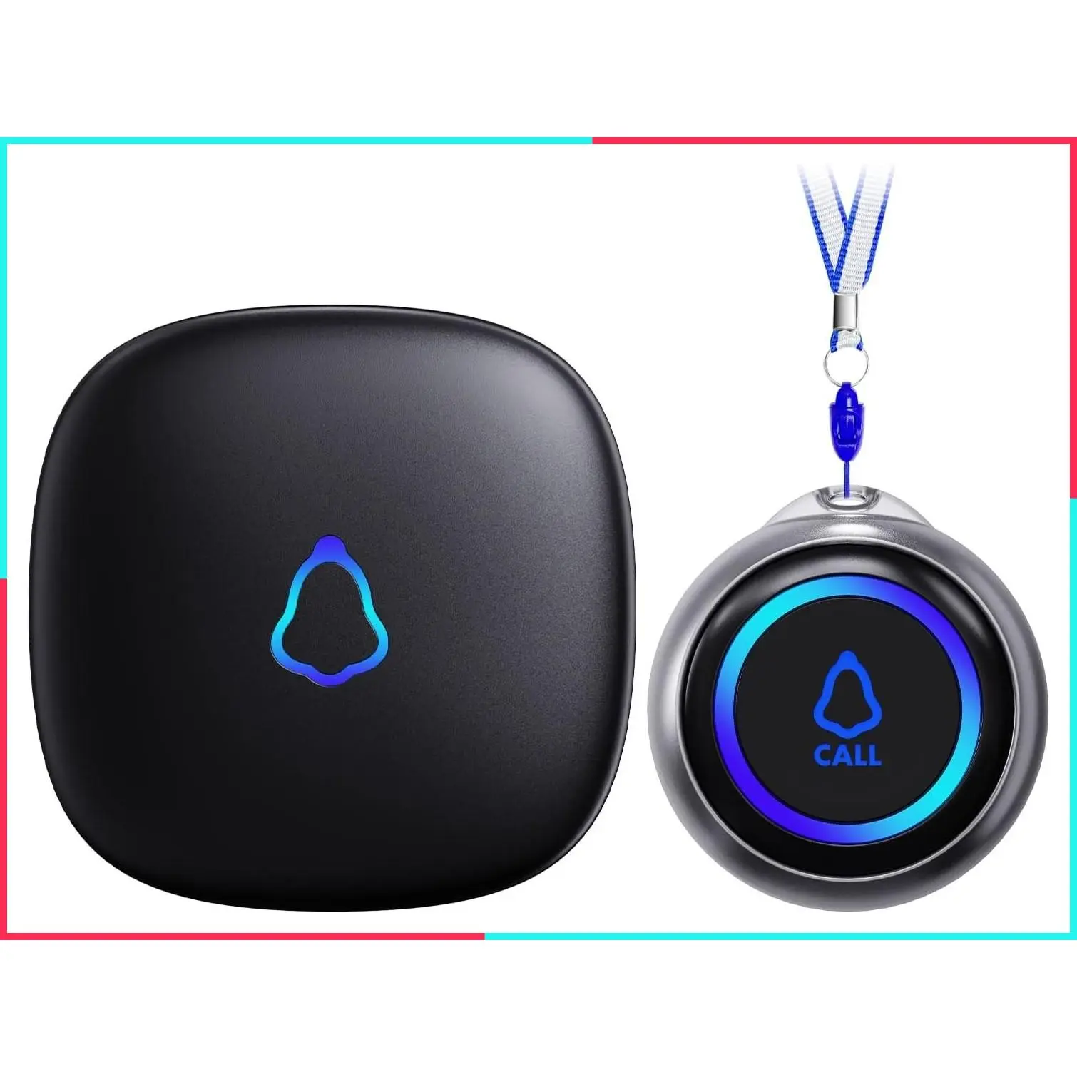 Wireless Caregiver Pager with Call Button and Receiver for Elderly Home Use