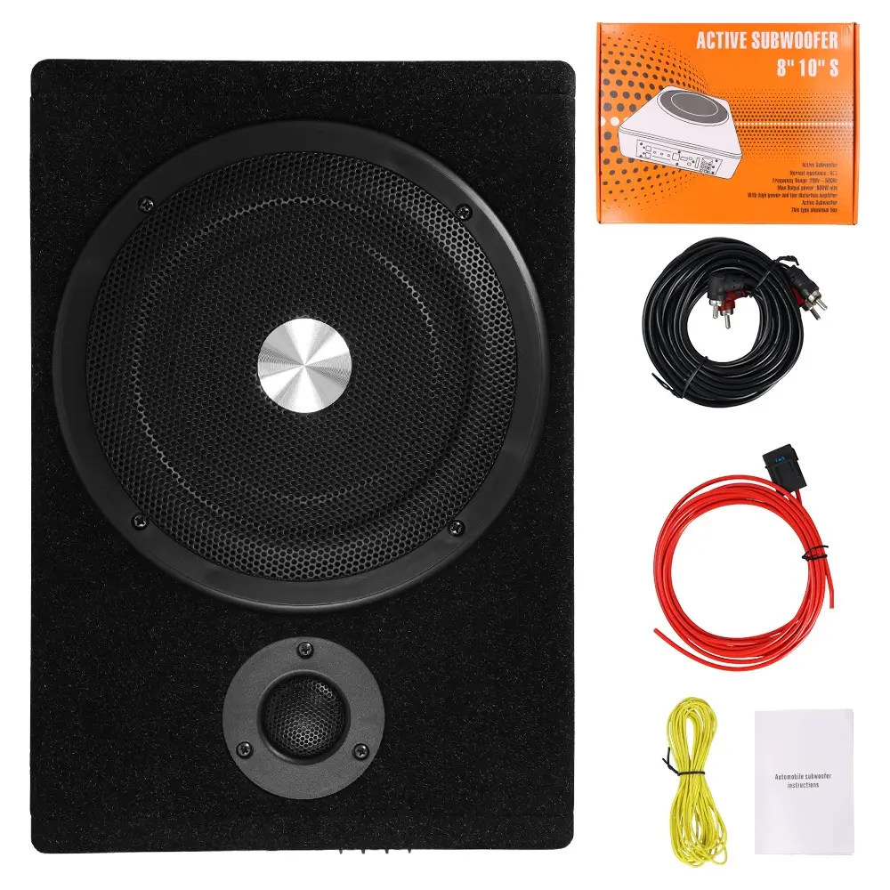 1 Set 8 inch 600W Slim Under-Seat Subwoofer Powered Car Truck Sub w/ Amp Kit Speaker