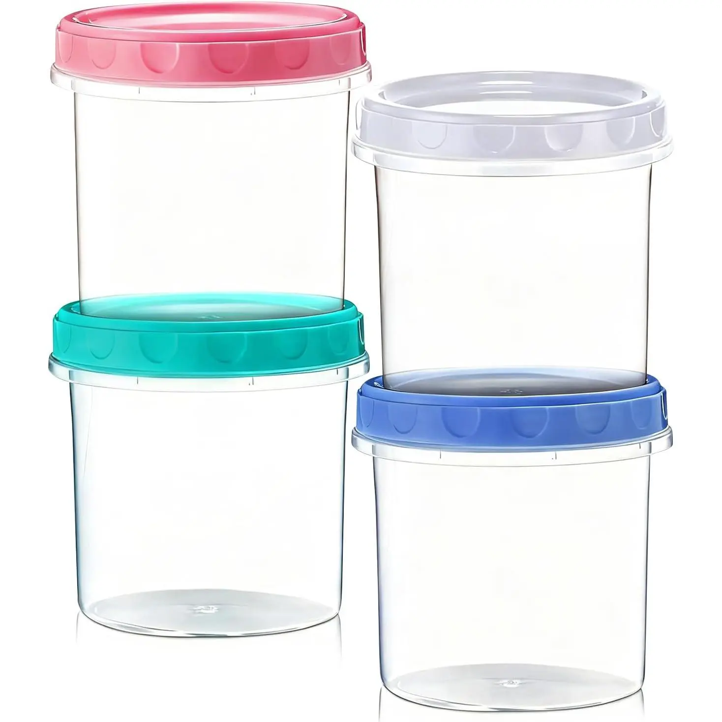 4-Pack 16oz (500ml) Ice Cream Containers |  Storage with Leak-Proof Twist