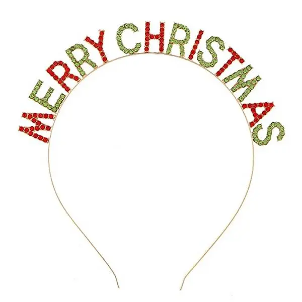 Merry Christmas Headband for Women Girls, Red Green , 1 Pack