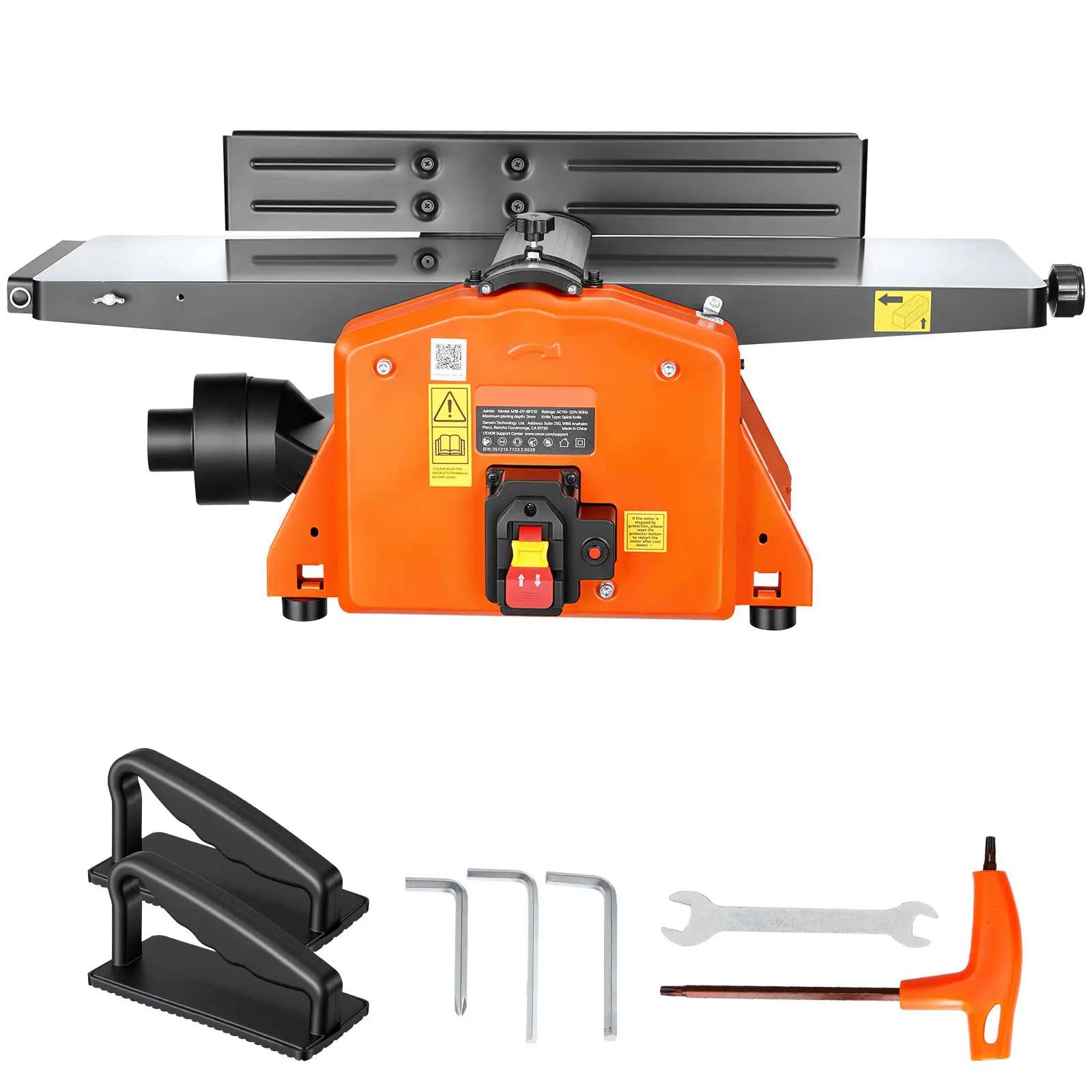 8-Inch 2 HP Spiral Cutterhead Benchtop Jointer - 8500 RPM, 18-Blade, Extendable Cast Aluminum Table, 1/8 in Max Depth, Adjustable Fence for Woodworkers, DIY Home Projects