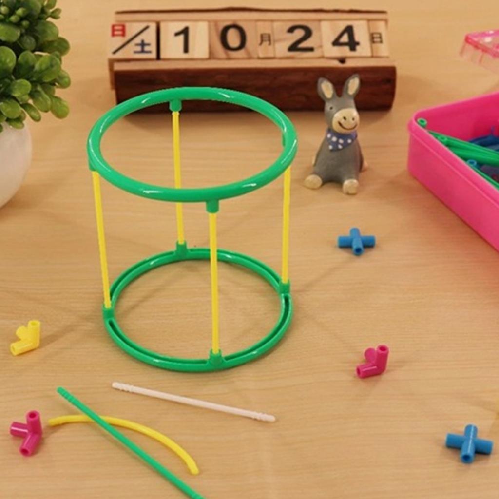 Blue Pink Random Color Box Of DIY 3D Shape Geometric Model Kid Math Geometry Educational Aids Learning Math Manipulatives Set