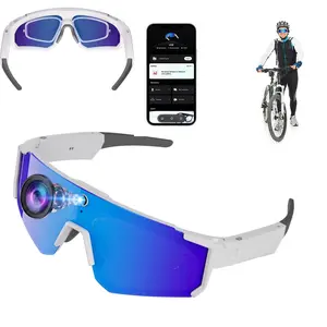 Cycling Smart Glasses with Camera. 8MP HD Video Recording AI Glasses, 4GB Memory Build-in (No SD Card Needed), Build-in Myopia Inner Frame,Bluetooth Call ,Music Control ,AI Translation, 260Mah Battery, IP64 Waterproof