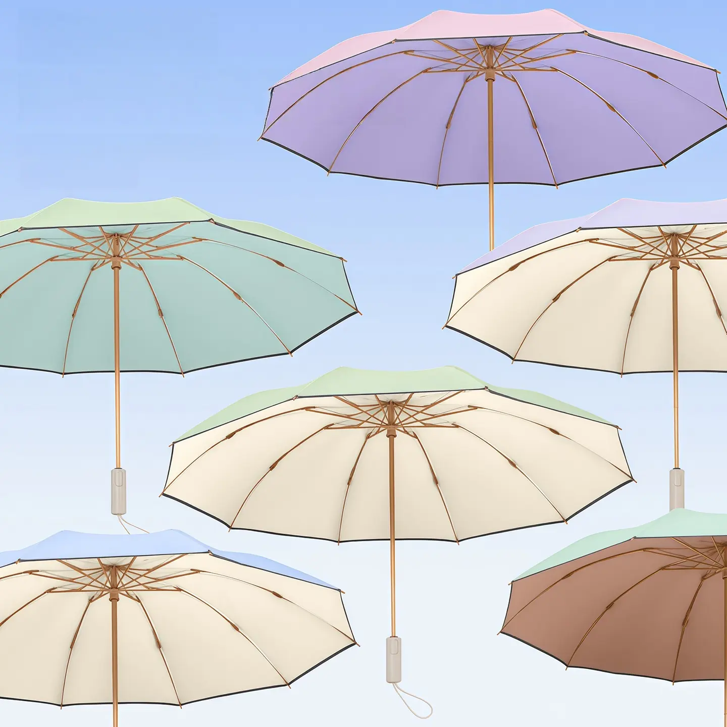 Automatic Reverse Folding Rain Umbrella, Dual-Use for Women, High Aesthetic Colorful Handle, Large Sun Protection UV Block Shade