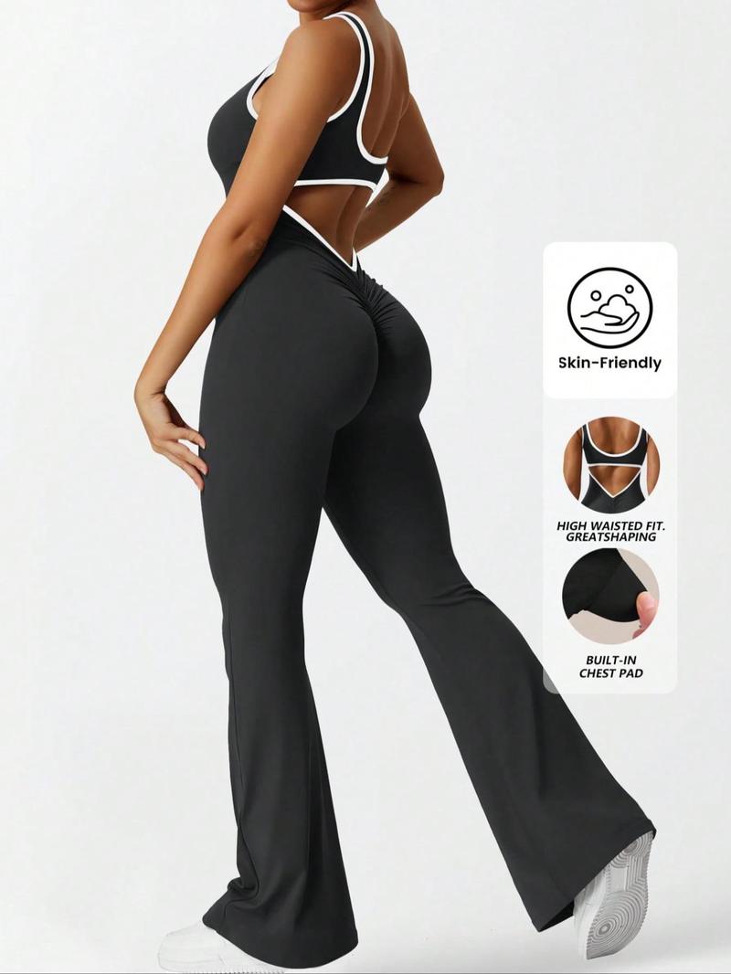 Women's Solid Ruched Cut Out Backless Shapewear Jumpsuit, Solid Color Jumpsuit, Casual Comfy Scoop Neck Sleeveless Tummy Control Shapewear Bodysuit for Daily Wear, Ladies Shapewear for All Seasons