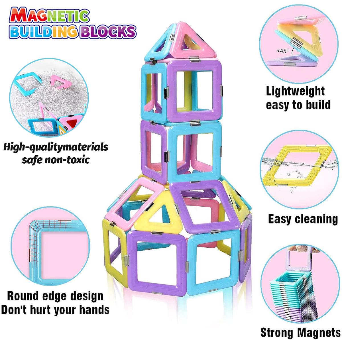 Magnetic Building Blocks for Toddlers Macaron Magnetic Blocks STEM Toys 3D Creativity and Educational Construction Toys Toys for Kids Age 3-6 Birthday Gifts Random Color Magnetic Building