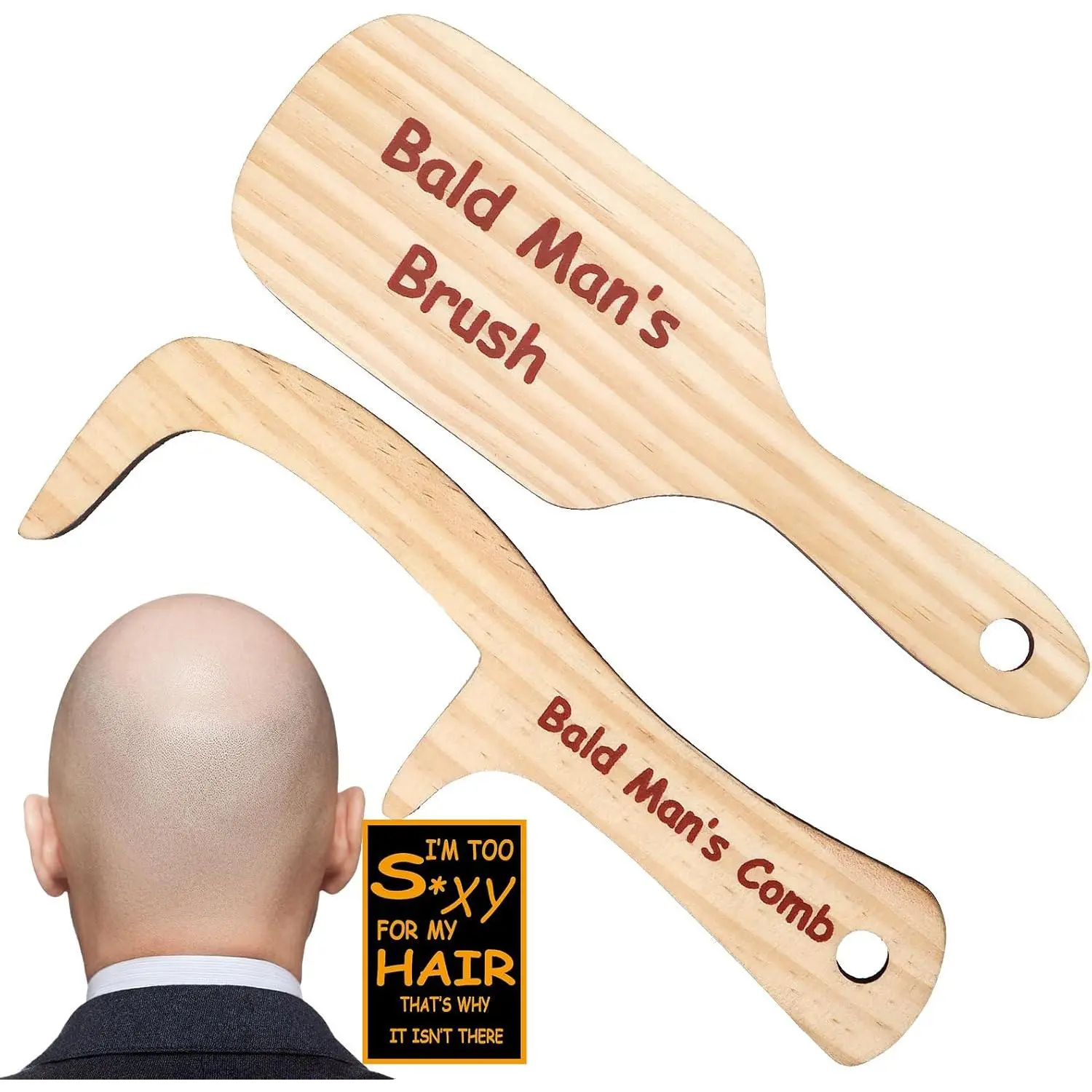2PCS Funny Bald Man's Comb Funny Gag Gift Father's Day Prank Gift Hair Loss Comb for Bald Men Over The Hill Party Gift Birthday for Men