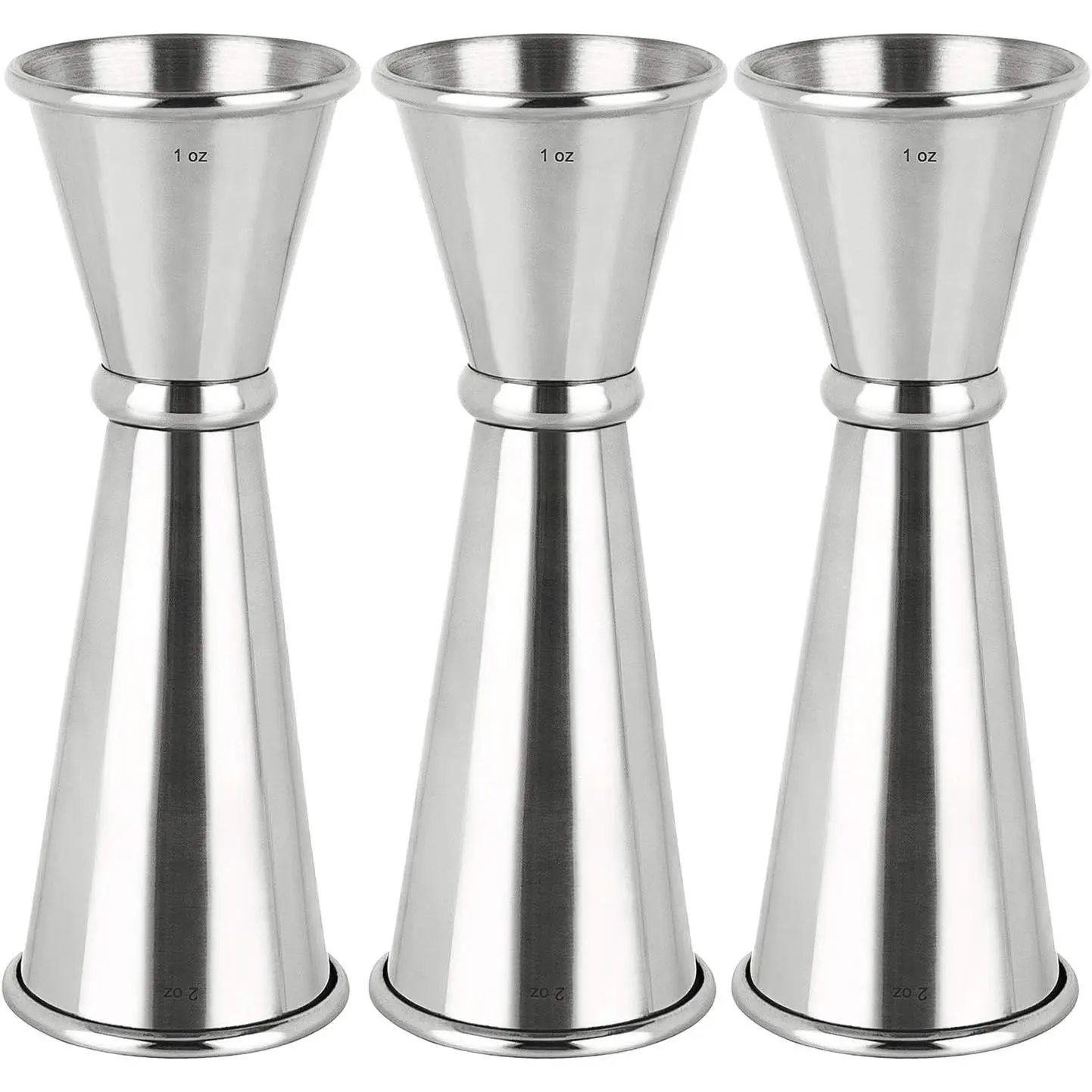 3PCS Stainless Steel Double Cocktail Jiggers 1 OZ X 2 OZ, Alcohol Measuring Tools for Cocktail Making & Home Bars, Accurately Measure Alcohol, Spirits and Drink Ingredients