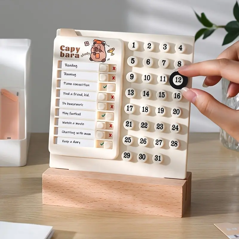 1 Pack Capybara Undated Desk Calendar Weekly Monthly Planner Cute Cartoon Capybara Tracker Student Time Management Desktop Decor, Undated To Do List Memo Board Office School Daily Organizer for Self Discipline Study Planning Student Academic Planner