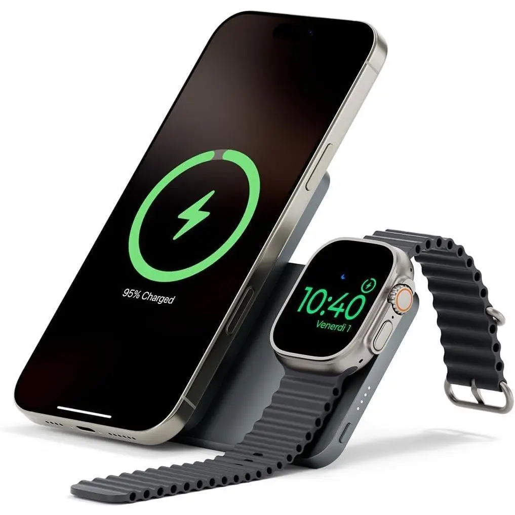 3-in-1 10000mAh Wireless Charger Power Bank for iPhone, AirPods,iWatch, MagSafe Magnetic Power Bank For iPhone 12-17 Series, 15W Fast Charging With A Stand Function
