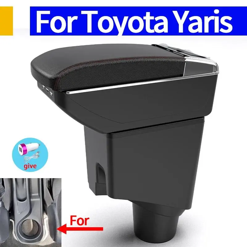 For Toyota Yaris Armrest Box For Toyota Yaris hybrid Car Armrest Center Storage Box Auto Interior Organizers Interior details Retrofit parts 2015 2016 2017 2018 2019 2020 2021 2022 2023