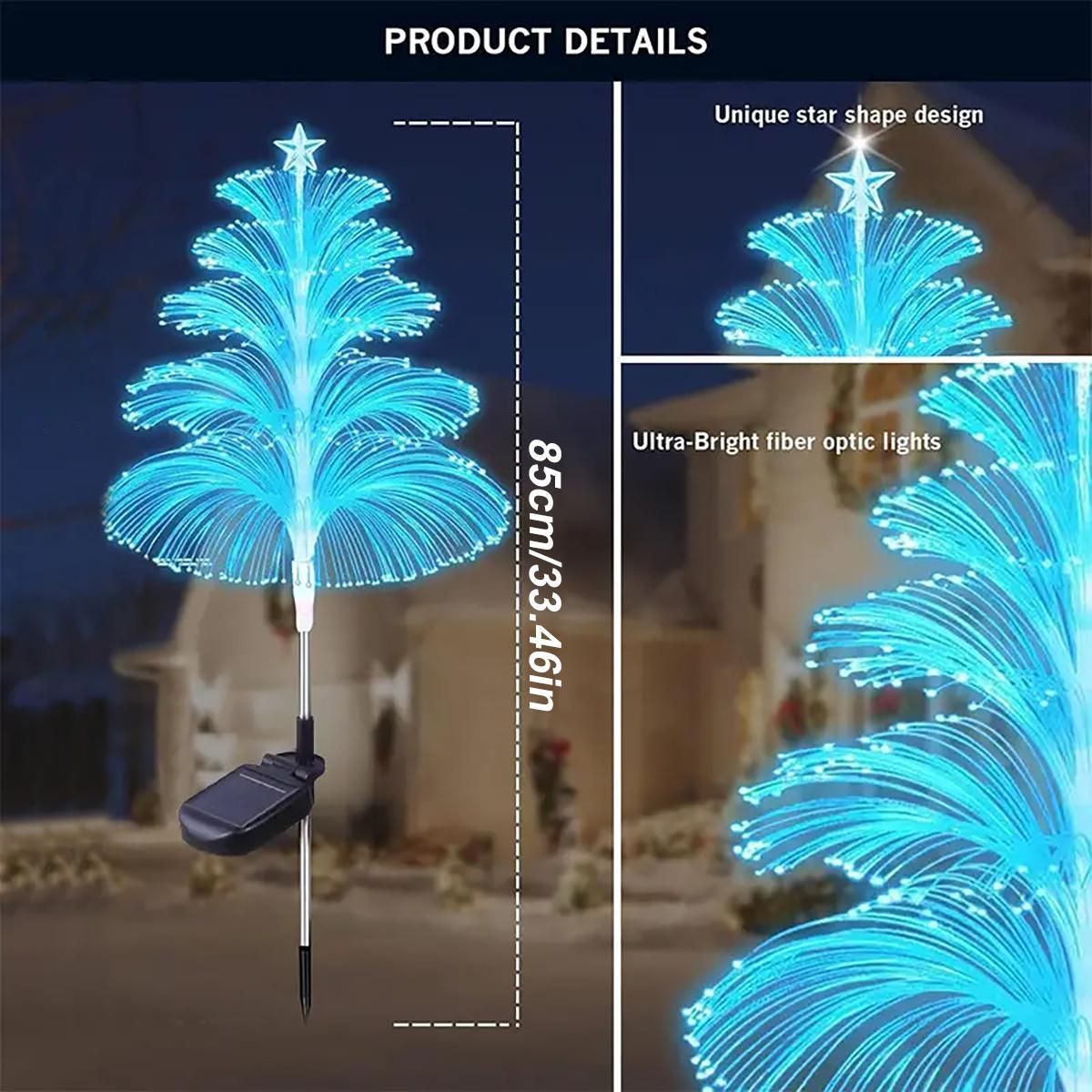 Solar Jellyfish Lights Christmas Tree with Stars Color Changing LED Outdoor Waterproof Decorations for Yard Garden Pathway Holiday Decoration Outdoor Pathway Lighting