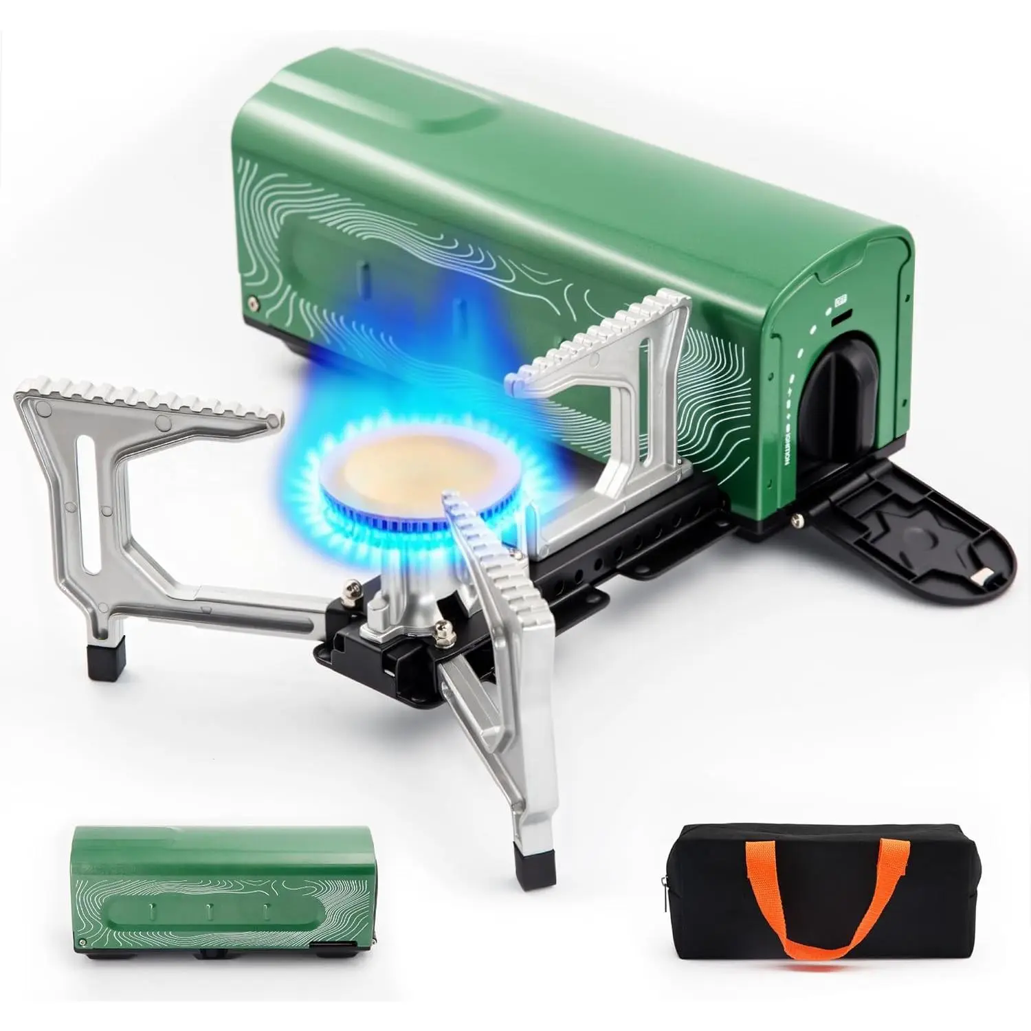 OUTDOORS Butane Camping Stove, Portable Folding Gas Burner with Carry Bag for Camping, Emergency Use and Outdoor Cooking