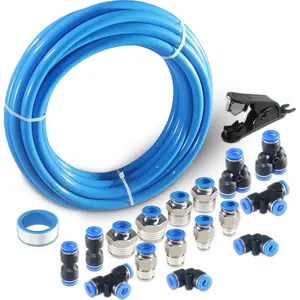 Blue Polyurethane PU Pneumatic Air Hose Tubing Kit 8mm/5/16" OD 5mm ID 10M(32.8ft) for Air Line & Fluid Transfer