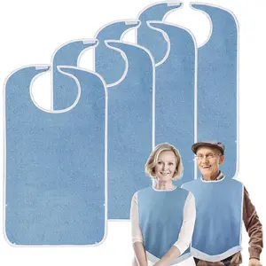 Polyester Washable Waterproof Eating Bibs with Debris Trap - Clothing Protectors for Elderly Adults, Sports & Outdoor Ball Sports Use