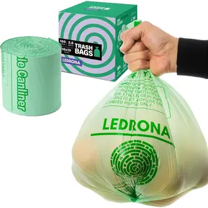 100 Compostable Trash Bags 2.6 Gallon Garbage Bags for Kitchen Bin Unscented Leak Proof Extra Strong Disposable Food Waste Basket Liners Certified by BPI & OK compost HOME by TÜV AUSTRIA