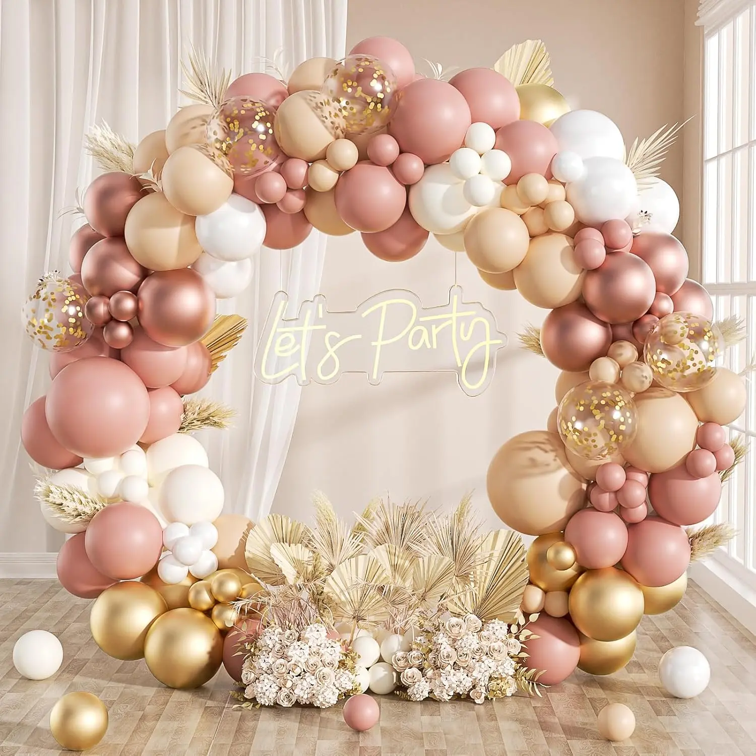 136 count Boho Balloon Arch Garland Kit, Blush Dusty  Nude  White Rose  Balloons for  Shower Bridal Shower Wedding Engagement Bachelorette Birthday Party Decorations