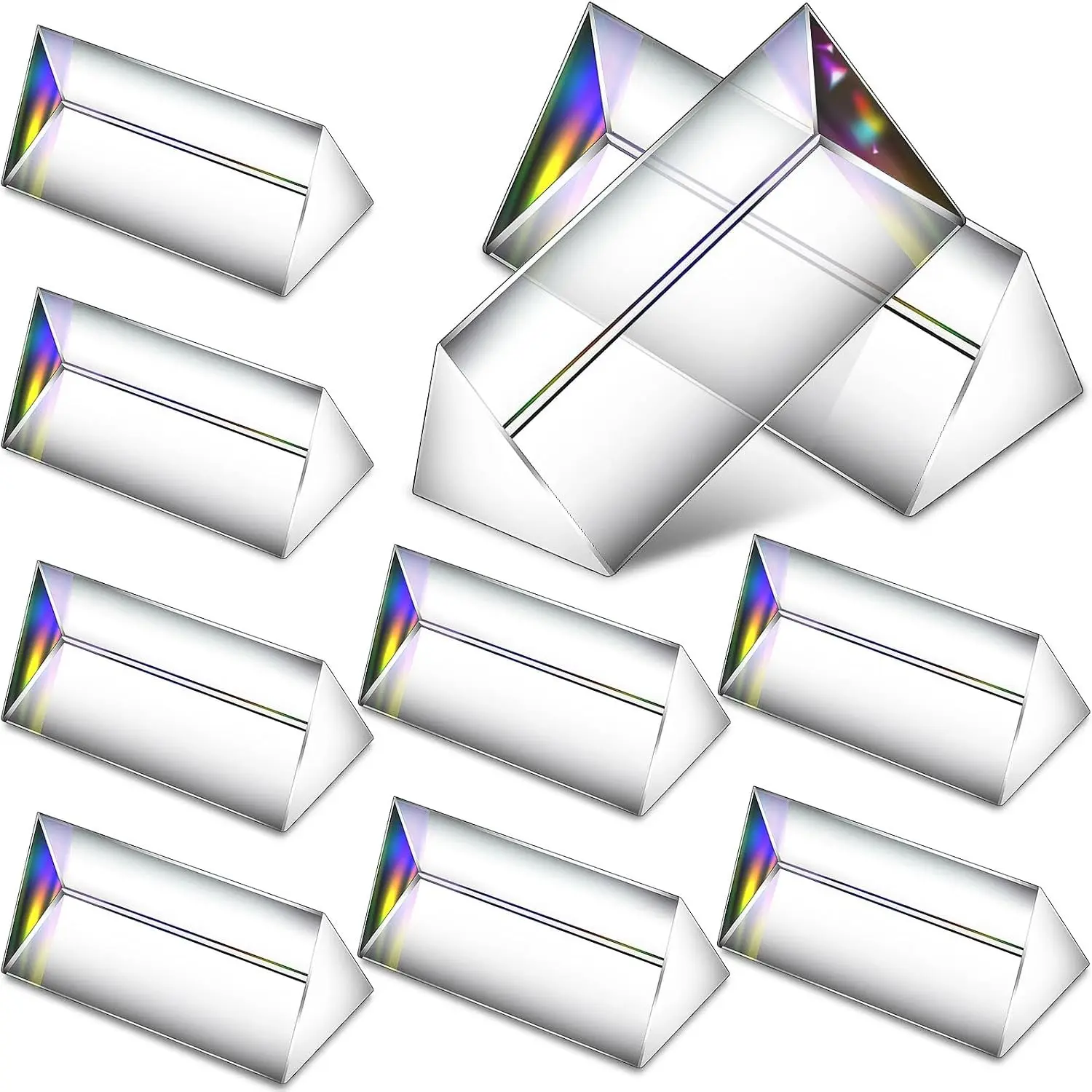 12 Pcs 2.5 Inch Clear Triangular Prism Optical Glass Triple Prism for Photography Effects Physics Teaching Light Spectrum Optics