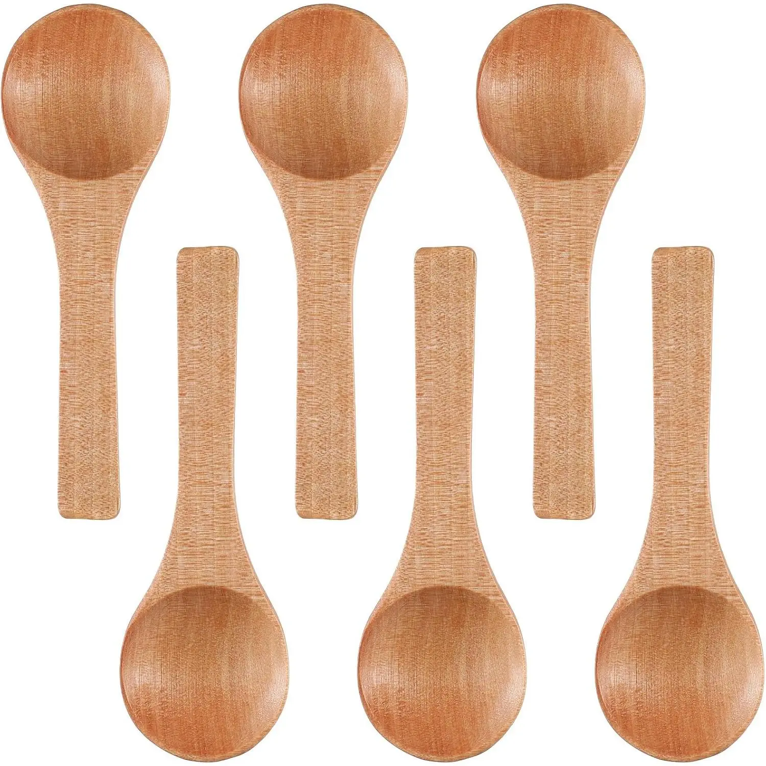 6-Count 3.5-Inch Mini Wooden Spoons, Modern Smooth Finish Kitchen Cutlery & Tableware for Jars, Condiments & Honey, Ideal Housewarming Gift (Color)