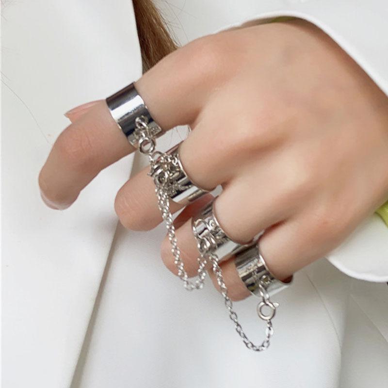 Chain Punk Wrist Ring Skeleton Bracelet For Men Ring Charm Bohemian Couple Emo Fashion Jewelry Pulsera Mujer 2023 Ladies New