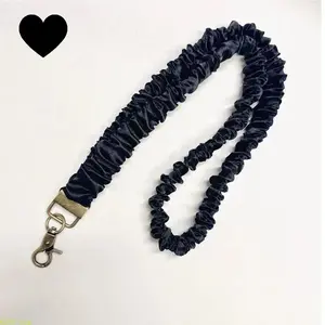 Soft Hypoallergenic Fabric Stretch Scrunchie Lanyard For Women, Rotatable Metal Base With Heavy Duty Spring Clasp, Adjustable Comfort Strap Holds ID Badges & Keys, Portable Daily Accessory For Office Work, Business Travel And Gym Fitness Use