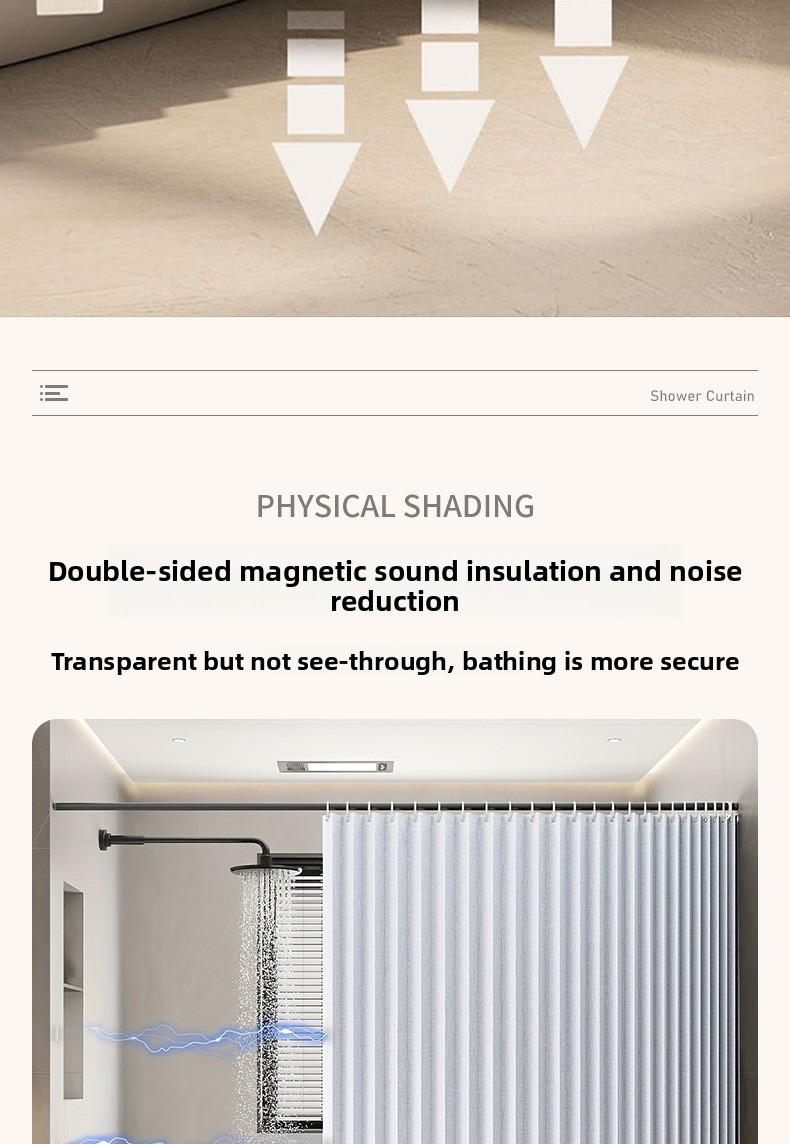 Foldable Magnetic Shower Curtain, Waterproof, Mold-Proof, No Drilling Required, Thickened, Light-Blocking, Partitioning Shower Curtain