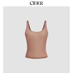 Cider [size 2-10] Metallic Scoop Neckline Solid Tank Top SummerWins Dealsforyou