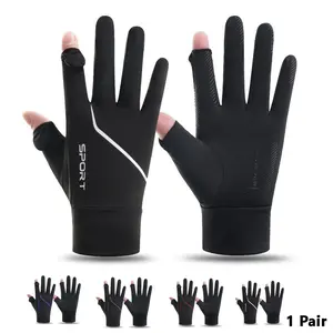 Cycling Gloves, Ice Fabric Gloves, Full Finger Touchscreen Non Slip, Breathable Summer Outdoor Sports Gloves, Outdoor Activity Gloves for Driving, Hiking, Traveling