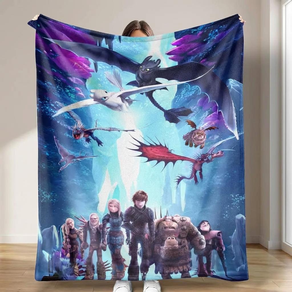 How to Train Your Dragon Flannel Blanket Toothless and Light Fury Fantasy Print UltraSoft Warm and Cozy Perfect for Movie Nights Home Decor Travel Unique Gift for Dragon Fans, Cozy Throw, Graphic Blanket, Aesthetic Decor, Plush Blanket, Comfortable Gift,