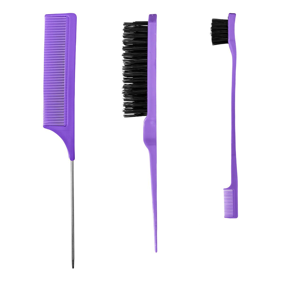 Wig care tool set, pointed tail comb, double-ended styling comb, eyebrow brush, hairdressing needle, professional makeup and hairdressing tools