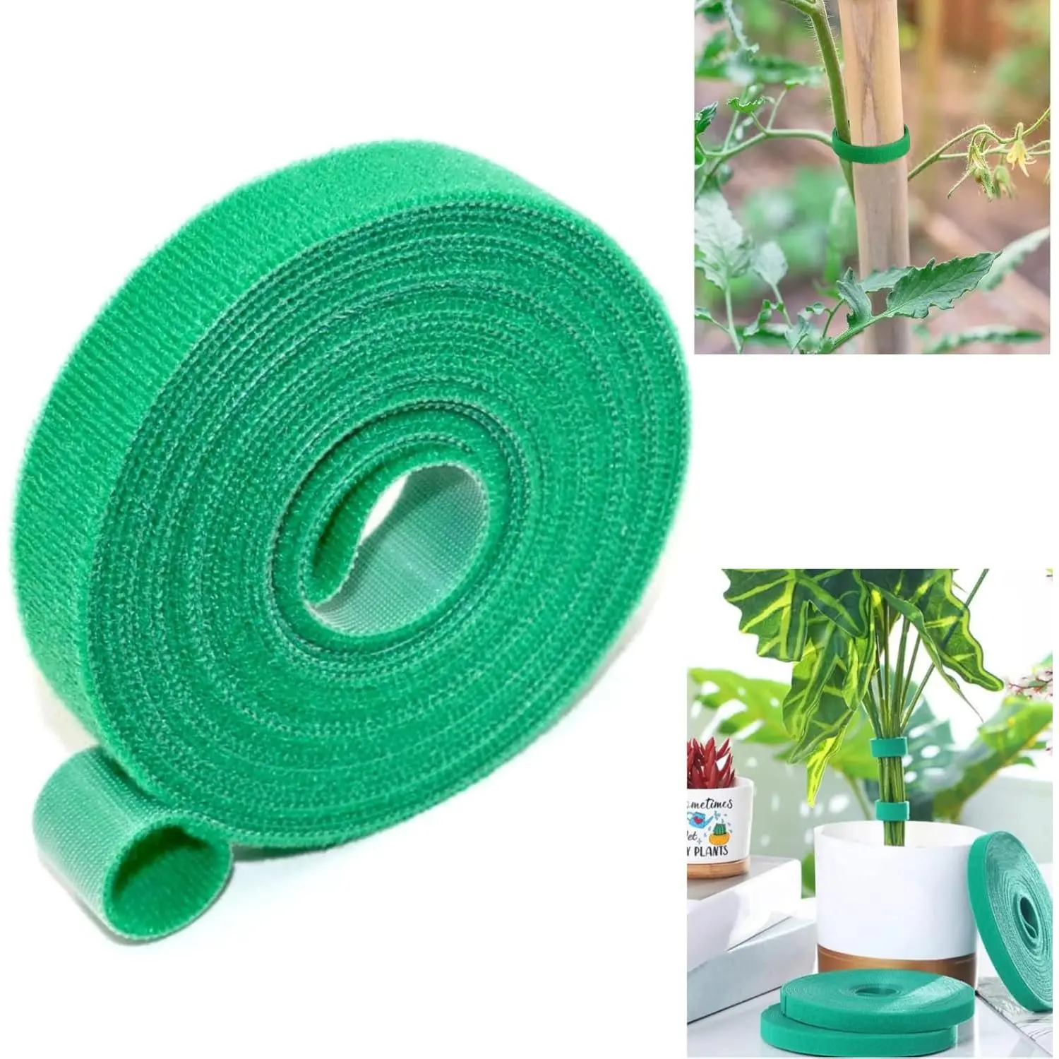 16.4 Feet Green Garden Tape Plant Ties 1/2'' Wide Garden Ties Plant Tape for Climbing Plants Reusable Gardening Plant Tape Support Strap for Flowers, Vines, Tomatoes Support Tape(16.4ft)