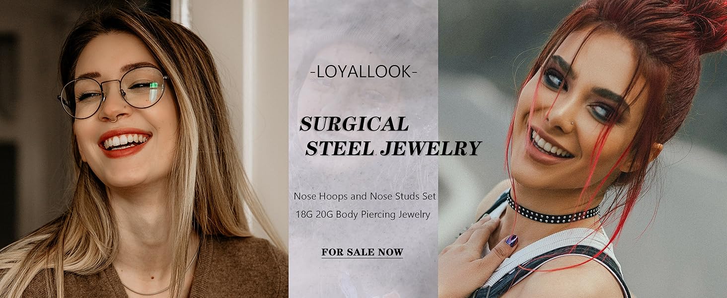LOYALLOOK 18counts Nose Rings Studs - 316L Surgical Steel Nose Studs Double Hoop Nose Ring for Women Men 18G/20G Nose Rings Stud Hypoallergenic Nose/Body Piercing Jewelry 1.5mm 2mm 2.5mm 3mm Clear CZ Cute