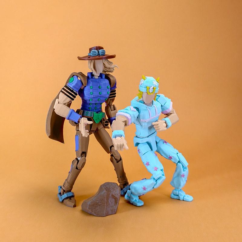 Jojo'S Bizarre Adventure: Steel Ball Run Johnny Joestar Gyro Zeppeli 3D Print Multi Joint Movable Action Figures Anime Model Toypopular popular