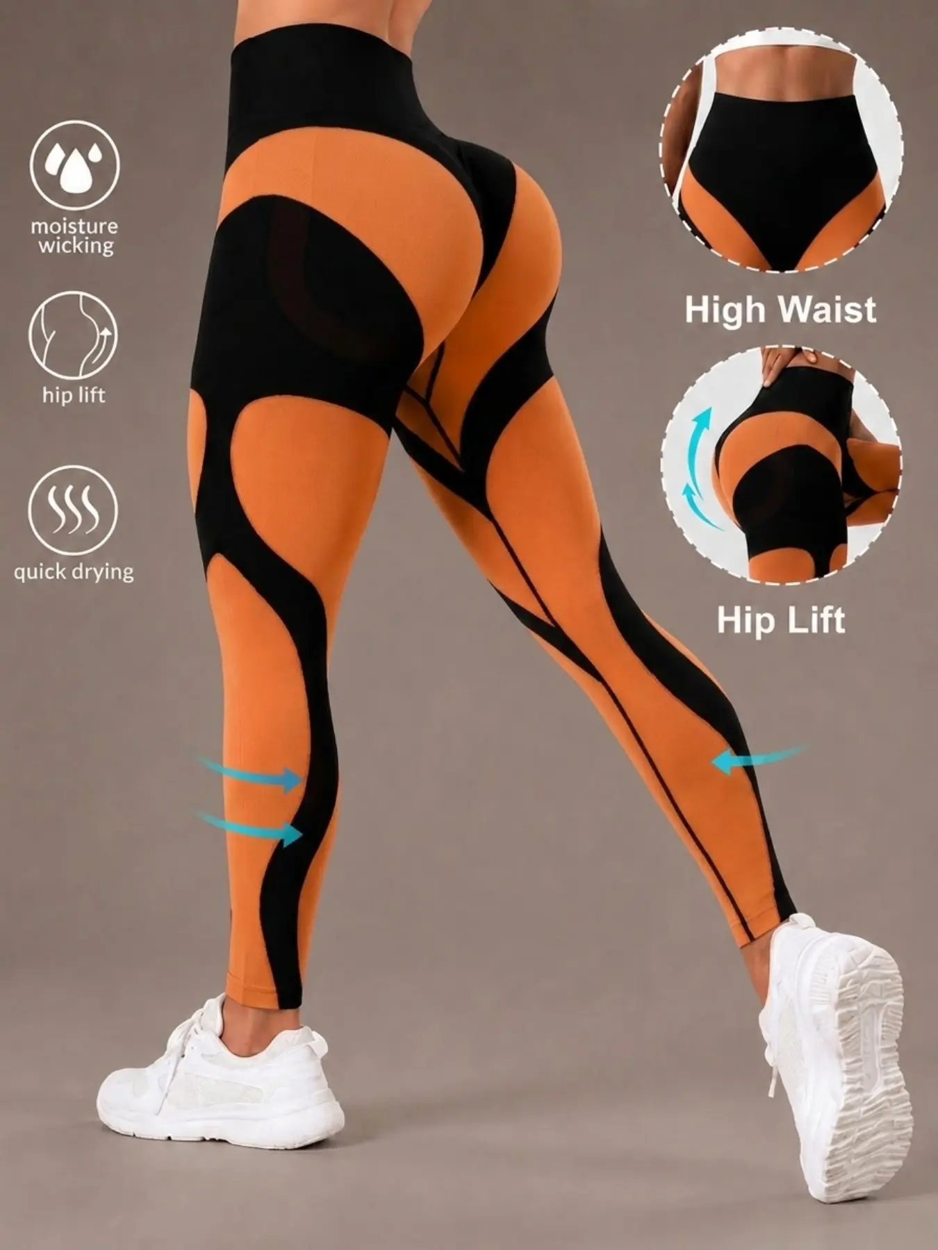 Women's Seamless Zebra Stripe Yoga Pants, High Waist Elastic Tight Fit, Comfortable Support for Running, Hiking, Camping, Outfits Pilates Gym Tummy Control Running Fitness Leggings