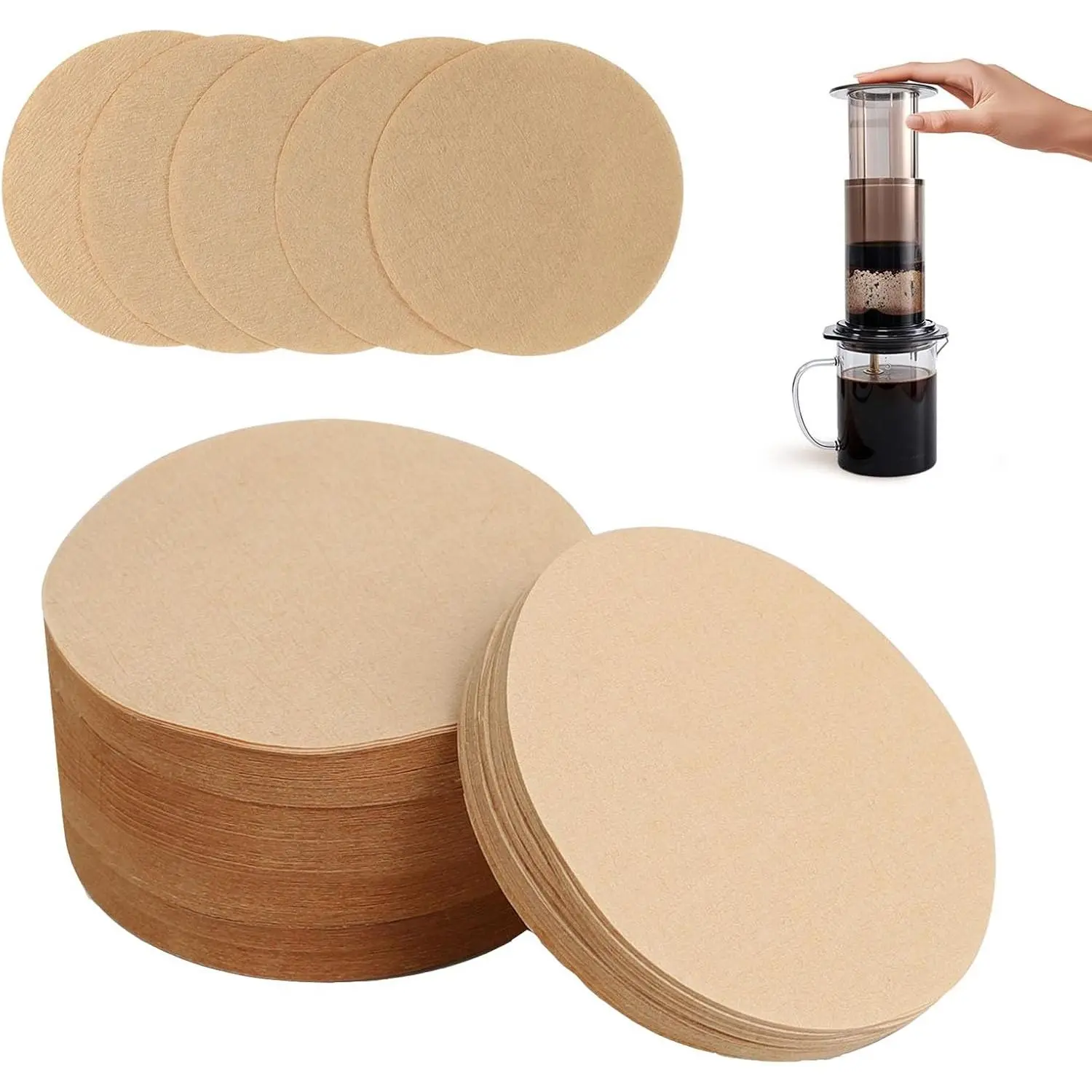 Replacement Coffee Filters 800 Count, Compatible with Aeropress Coffee and Espresso Makers, 2.5 Inch Unbleached Round Coffee Maker Filters Disposable Coffee Filter Paper, Tea Filters