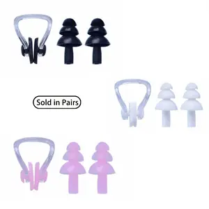 Professional Swimming Earplugs and Nose Clip Set, Swimming Accessories, Silicone Reusable Dive Snorkel Gear, Adult Swim Equipment, Waterproof Design