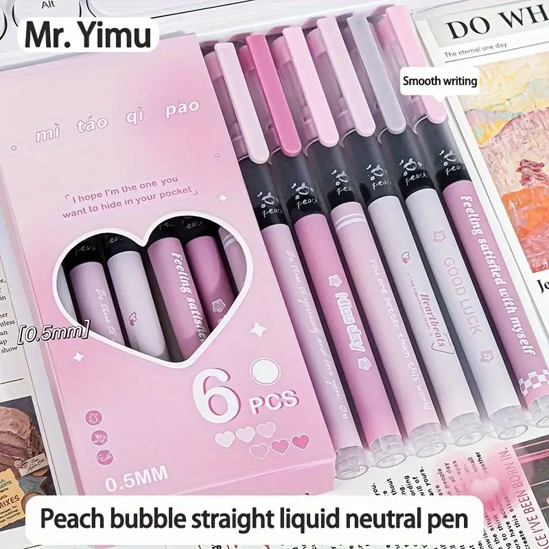 1pc High-Quality Mint Forest Series Retractable Ballpoint Pen Set (6pcs) - Ins Style Student Neutral Pen - With 0.5mm Fine Tip, Smooth Ink Flow, Quick-Drying Black Ink, Suitable For Note-Taking, Exam, No Smudging
