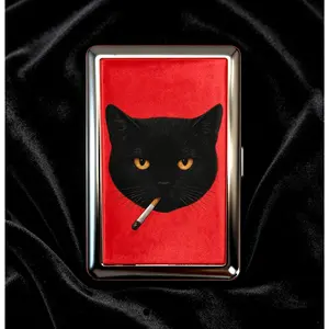 Vintage Style Metal Slim Card Case,Secure Snap Closure, Art Deco Design Ultra Compact Wallet for Men Women