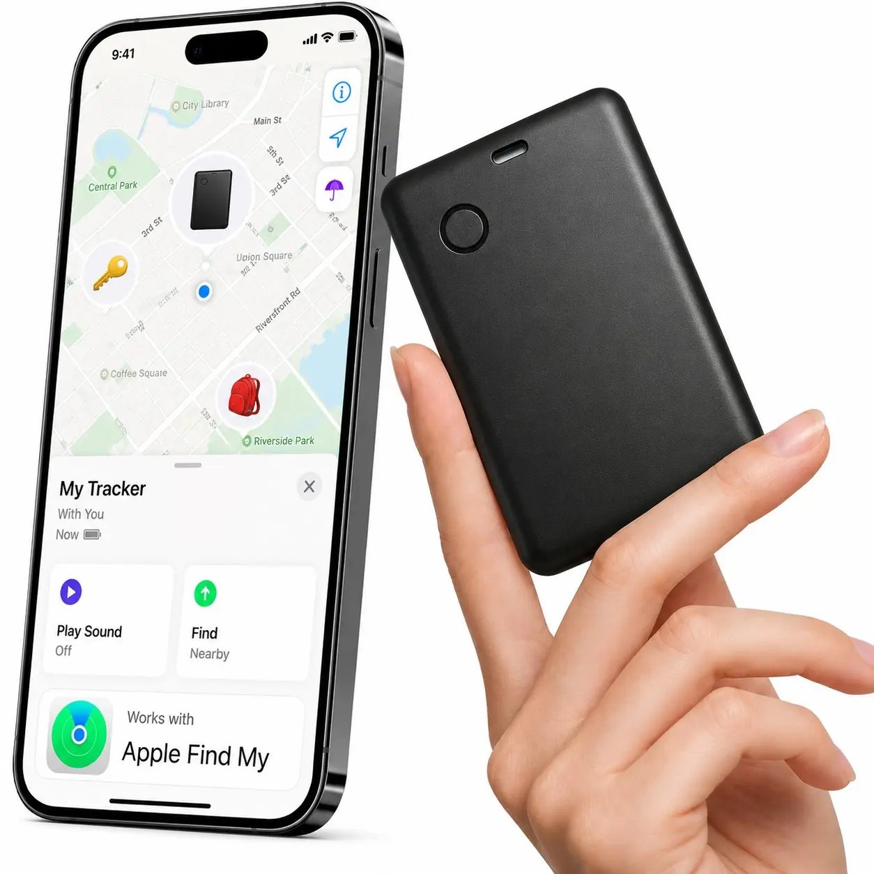 Ultra Slim Card Tag: MFi Certified Wallet Smart Tracker Card - Compatible with Apple Find My Wallets Finder Tracking Cards Tags, Keep Track Item Locator of Luggage, Passport, Purse, Backpack