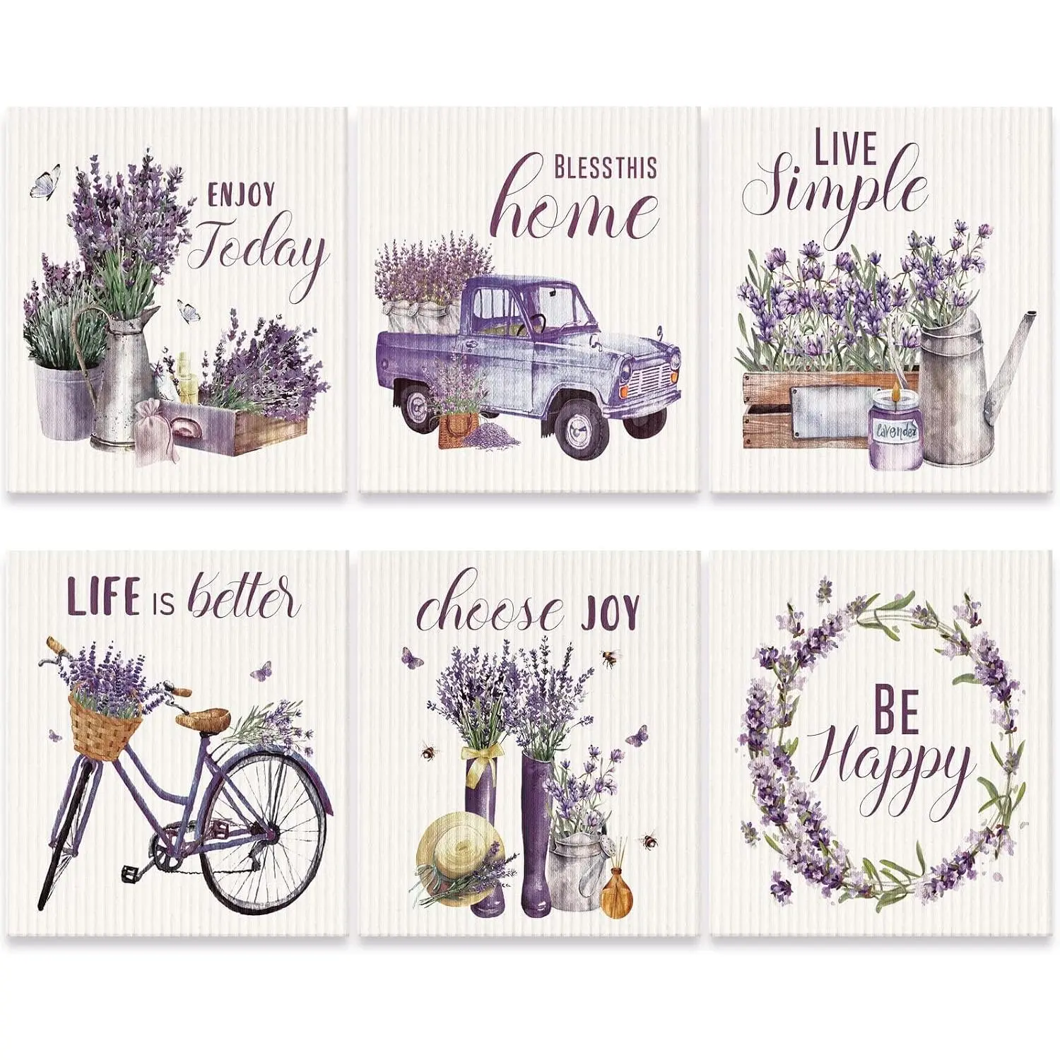 6 count Swedish Kitchen Cloths  Absorbent Lavender | Quick Drying Washable for Dishes Counters, No Odor Cellulose Sponge Cloth,  Towel Alternative for Kitchen Bar Cleaning