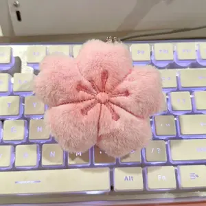 2026 New Sakura Series Healing Plush Doll Pendant Keychain Cute Cherry Blossom Keyring Girl Gift for Girlfriend Bag Decoration