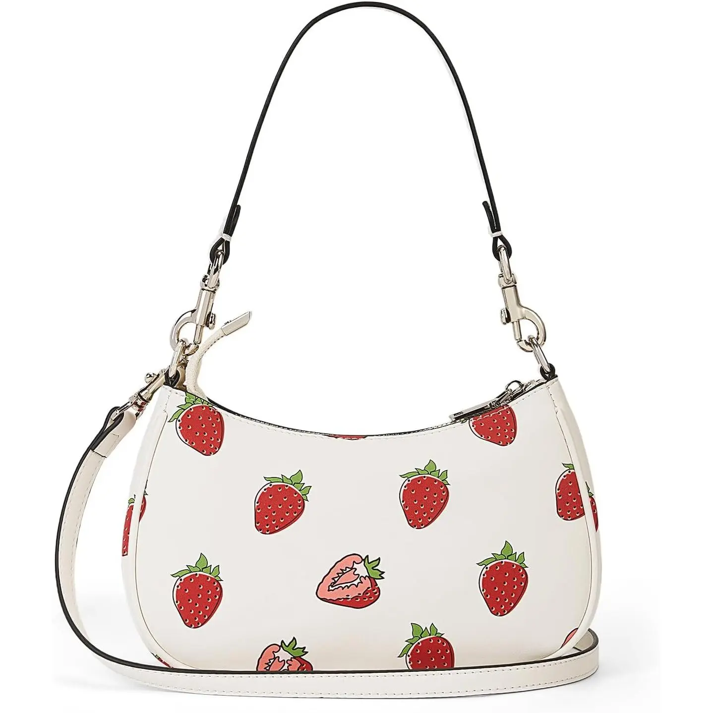 Cute Coquette Shoulder Bag for Women, Small All Over Print Strawberry & Cherry Hobo Crossbody Purse, Sweet